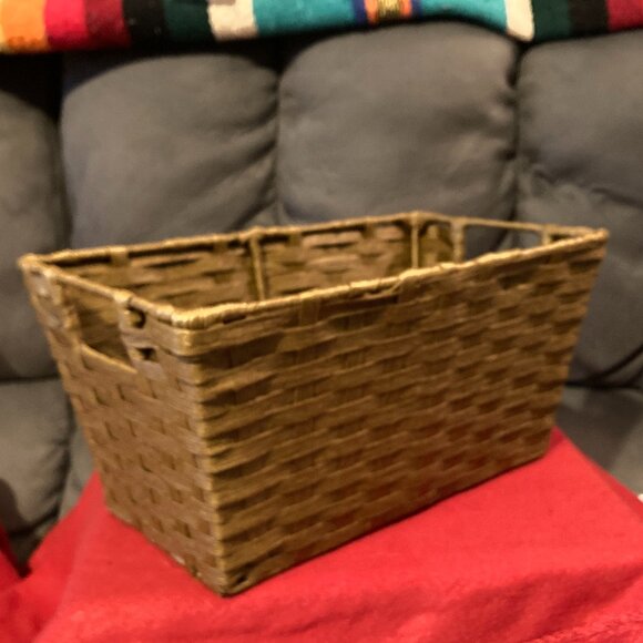 Natural Rectangular Water Hyacinth Storage Basket w/Handles-6" H-12" Long & 7"W - Picture 3 of 10